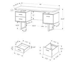 60" Concrete Gray & Black Floating Desk -Home Furniture Store 810527329 5