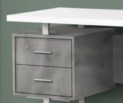 60" Concrete Gray & White Floating Desk -Home Furniture Store 810527330 3