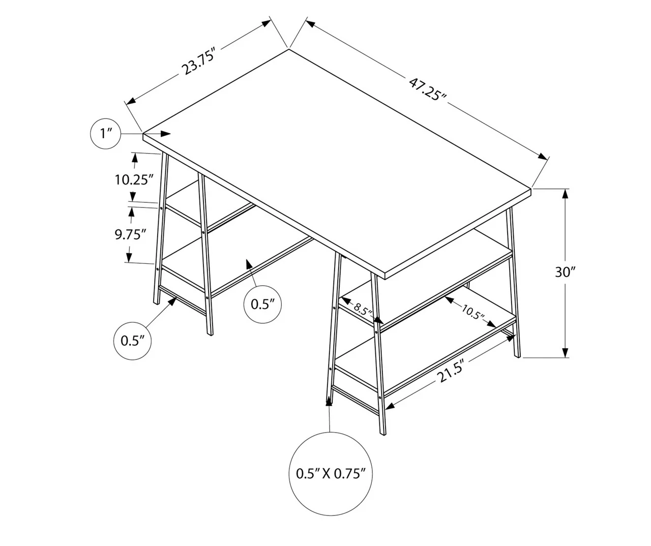 Monarch Metal 3 Tier Computer Desk Monarch Metal 3 Tier Computer Desk -Home Furniture Store 810527361 5