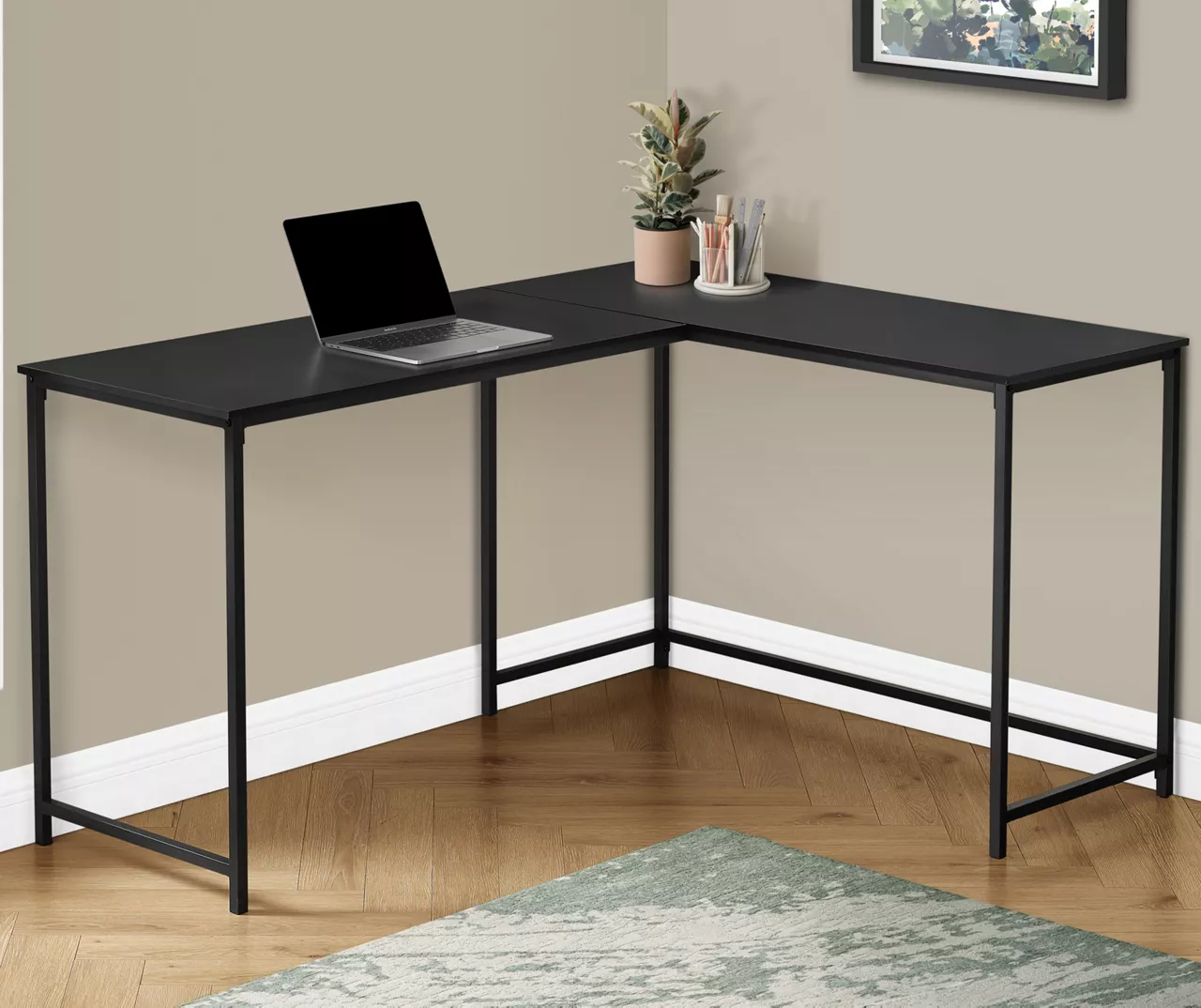 Black Metal L-Shaped Corner Desk Black Metal L-Shaped Corner Desk -Home Furniture Store 810527369 1