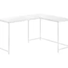 White Metal L-Shaped Corner Desk -Home Furniture Store 810527370 2