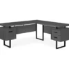 Black & Gray 3-Drawer L-Shaped Corner Desk 1 Black & Gray 3-Drawer L-Shaped Corner Desk -Home Furniture Store 810527373 2