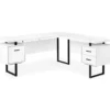 White & Black 3-Drawer L-Shaped Corner Desk -Home Furniture Store 810527374 2
