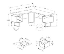 White & Black 3-Drawer L-Shaped Corner Desk -Home Furniture Store 810527374 5