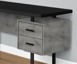Faux Concrete & Black 3-Drawer L-Shaped Corner Desk -Home Furniture Store 810527375 3