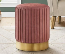 Pleated Velvet Upholstered Ottoman -Home Furniture Store 810533424 1