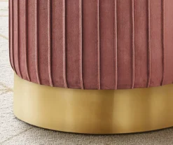Pleated Velvet Upholstered Ottoman -Home Furniture Store 810533424 4
