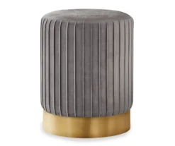 Pleated Velvet Upholstered Ottoman -Home Furniture Store 810533427 2