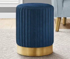 Pleated Velvet Upholstered Ottoman -Home Furniture Store 810533428 1