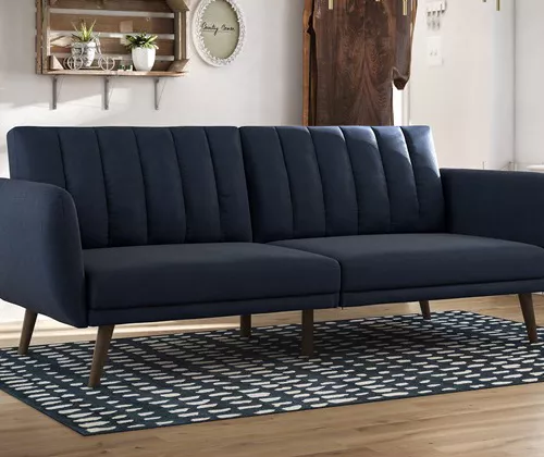 Brittany Navy Blue Linen Convertible Sleeper Futon Brittany Navy Blue Linen Convertible Sleeper Futon -Home Furniture Store 810535269 2