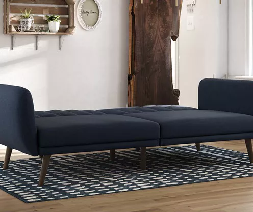 Brittany Navy Blue Linen Convertible Sleeper Futon Brittany Navy Blue Linen Convertible Sleeper Futon -Home Furniture Store 810535269 3