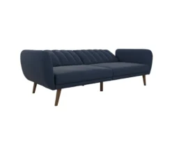 Brittany Navy Blue Linen Convertible Sleeper Futon 6 Brittany Navy Blue Linen Convertible Sleeper Futon -Home Furniture Store 810535269 5