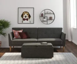 Regal Gray Linen Convertible Sleeper Futon