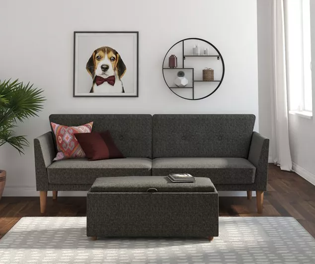 Regal Gray Linen Convertible Sleeper Futon Regal Gray Linen Convertible Sleeper Futon -Home Furniture Store 810535613 1