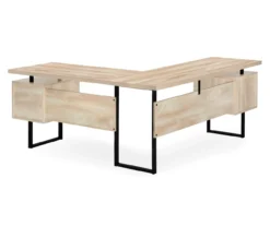 Natural Wood Look 3-Drawer L-Shaped Corner Comptuer Desk -Home Furniture Store 810535780 6