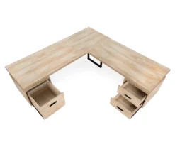 Natural Wood Look 3-Drawer L-Shaped Corner Comptuer Desk -Home Furniture Store 810535780 7
