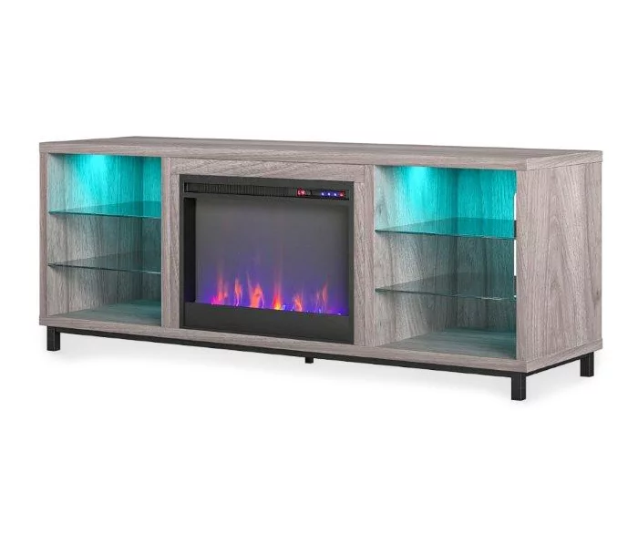 70" Intrepid Light Walnut Deluxe Electric Fireplace Console 70" Intrepid Light Walnut Deluxe Electric Fireplace Console -Home Furniture Store 810538245 3