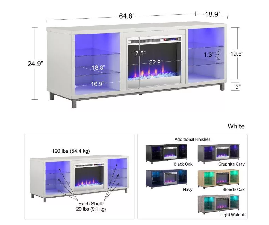70" Intrepid Light Walnut Deluxe Electric Fireplace Console 70" Intrepid Light Walnut Deluxe Electric Fireplace Console -Home Furniture Store 810538245 5