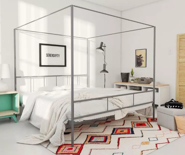 Marion Dark Gray Metal King Canopy Bed Marion Dark Gray Metal King Canopy Bed -Home Furniture Store 810538378 1