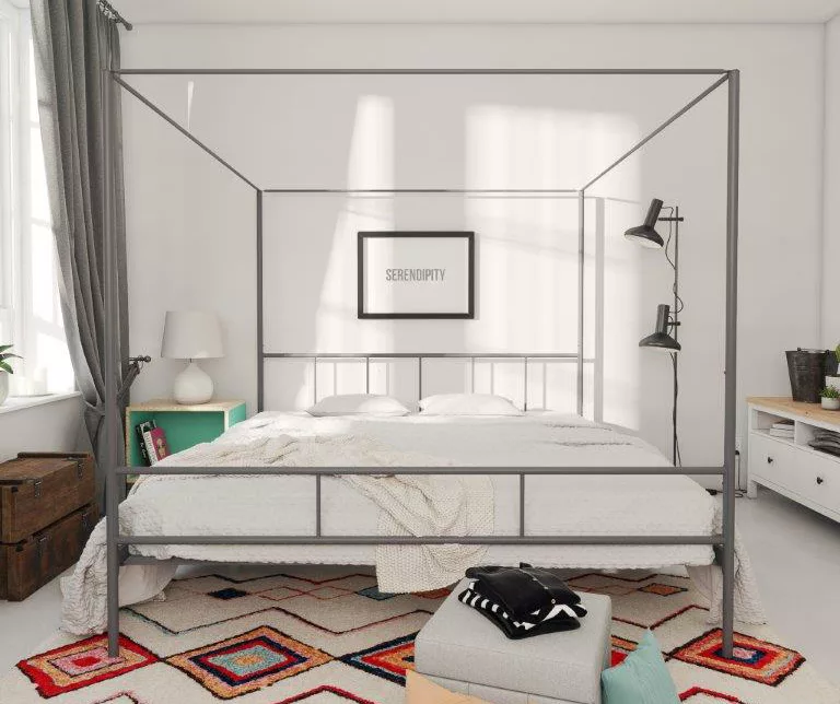 Marion Dark Gray Metal King Canopy Bed Marion Dark Gray Metal King Canopy Bed -Home Furniture Store 810538378 2