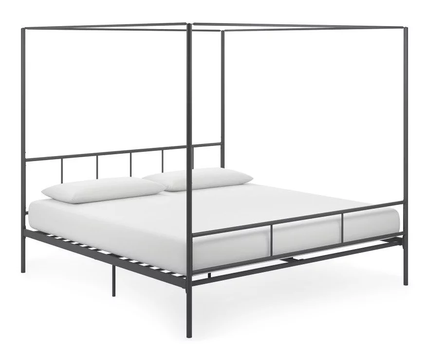 Marion Dark Gray Metal King Canopy Bed Marion Dark Gray Metal King Canopy Bed -Home Furniture Store 810538378 3