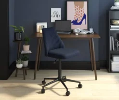Brittany Blue Linen Office Chair -Home Furniture Store 810538399 2