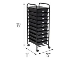 Black Metal 10-Drawer Rolling Storage Cart -Home Furniture Store 810539916 5