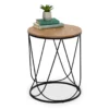 Black & Natural Round Side Table