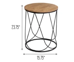 Black & Natural Round Side Table -Home Furniture Store 810539920 5