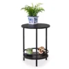 Black Round 2-Tier Side Table 2 Black Round 2-Tier Side Table -Home Furniture Store 810539922 1