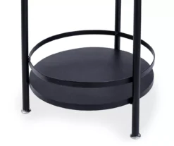 Black Round 2-Tier Side Table -Home Furniture Store 810539922 4