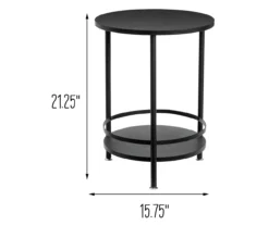Black Round 2-Tier Side Table -Home Furniture Store 810539922 5