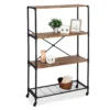Rustic Black 4-Tier Industrial Rolling Bookshelf -Home Furniture Store 810539937 1