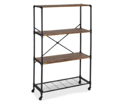 Rustic Black 4-Tier Industrial Rolling Bookshelf -Home Furniture Store 810539937 4