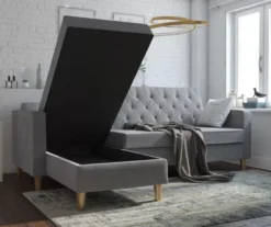 CosmoLiving Liberty Gray Chenille Sectional Storage Futon -Home Furniture Store 810541025 2