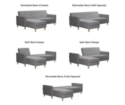 CosmoLiving Liberty Gray Chenille Sectional Storage Futon -Home Furniture Store 810541025 6