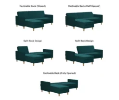 CosmoLiving Liberty Green Velvet Sectional Storage Futon -Home Furniture Store 810541026 6