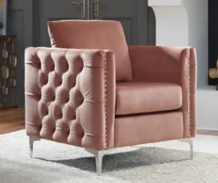 Lizmont Blush Tufted Velvet Accent Chair -Home Furniture Store 810542292 1