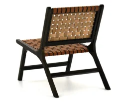 Fayme Camel Armless Leather Woven-Back Lounge Chair -Home Furniture Store 810542301 5