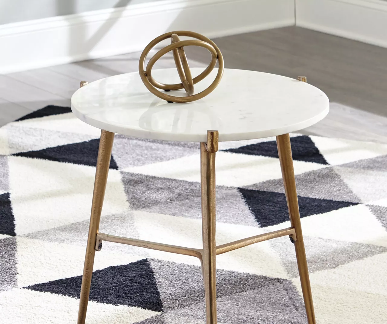 Chadton Round White Marble & Gold Metal Accent Table Chadton Round White Marble & Gold Metal Accent Table -Home Furniture Store 810542302 1