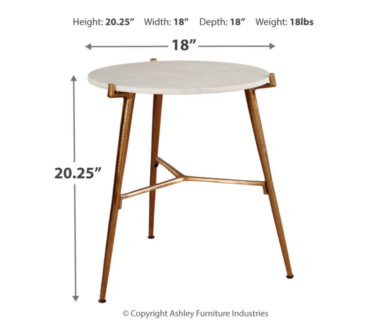 Chadton Round White Marble & Gold Metal Accent Table Chadton Round White Marble & Gold Metal Accent Table -Home Furniture Store 810542302 3