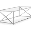 Tempered Glass & Chrome Metal X Coffee Table 1 Tempered Glass & Chrome Metal X Coffee Table -Home Furniture Store 810542388 2 1