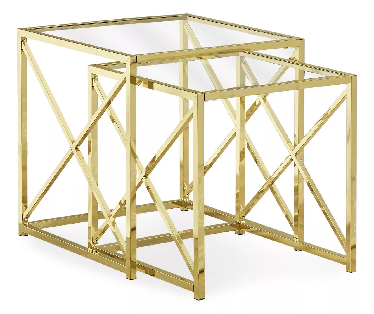 Monarch Glass & Metal 2-Piece Nesting Table Set Monarch Glass & Metal 2-Piece Nesting Table Set -Home Furniture Store 810542390 2