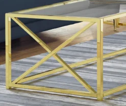Tempered Glass & Gold Metal X Coffee Table -Home Furniture Store 810542401 3 1