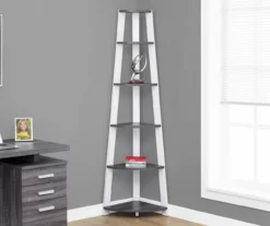 Monarch 5-Shelf Etagere Corner Bookcase -Home Furniture Store 810542443 1