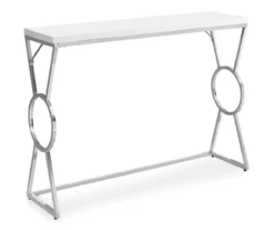 Glossy White Chrome Circle Leg Accent Table