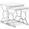 Glossy White Chrome Metal 2-Piece Nesting Table Set 2 Glossy White Chrome Metal 2-Piece Nesting Table Set -Home Furniture Store 810542468 2