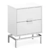 Glossy White & Chrome Metal Retro Accent Table