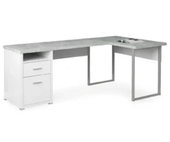Monarch Metal 2-Drawer L-Shaped Computer Desk -Home Furniture Store 810542513 2