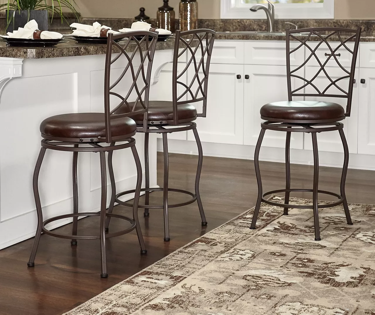 Pike Brown 3-Piece Upholstered Adjustable Swivel Stool Set Pike Brown 3-Piece Upholstered Adjustable Swivel Stool Set -Home Furniture Store 810543038 A0 9